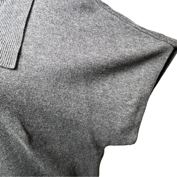Vince Camuto Foldover Split Neck Short Sleeve Tunic Sweater Gray Women's Large - Picture 5 of 13